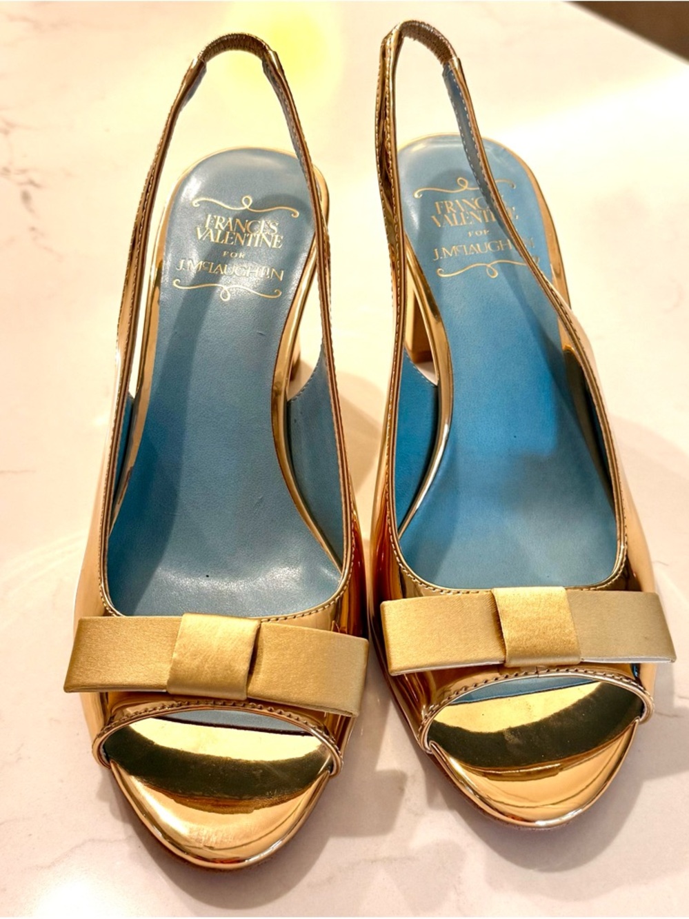 Frances Valentine Gold Slingback Heels – Mismatched Sizes 7 & 7.5